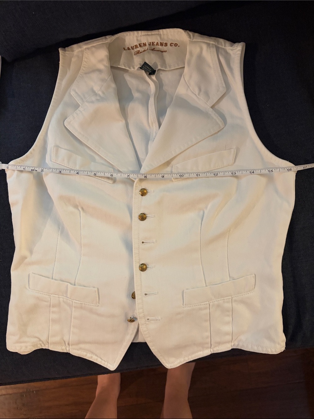 Ralph Lauren Denim Button-Front Tailored Vest - Picture 6 of 7